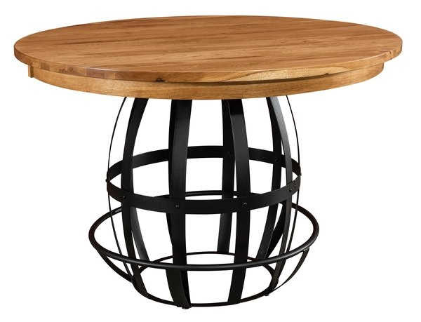 Metal Barrel Counter Height Table with Solid Wood Top
