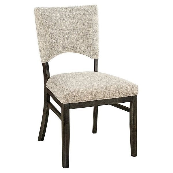 Amish 20 Wide Van Buren Upholstered Side Chair shown in Brown Maple with Dark Knight Stain and C2-6 Normal  Fabric