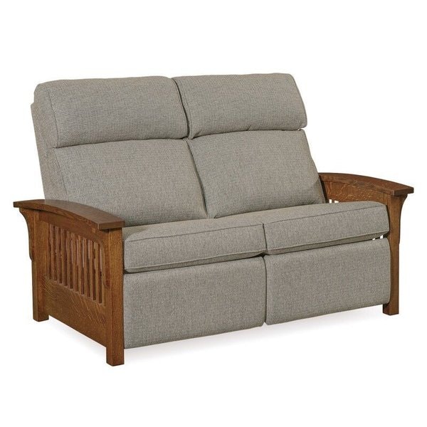 Amish 62 1/2 Wide Noble Comfy Loveseat Recliner with Hardwood Side Slats