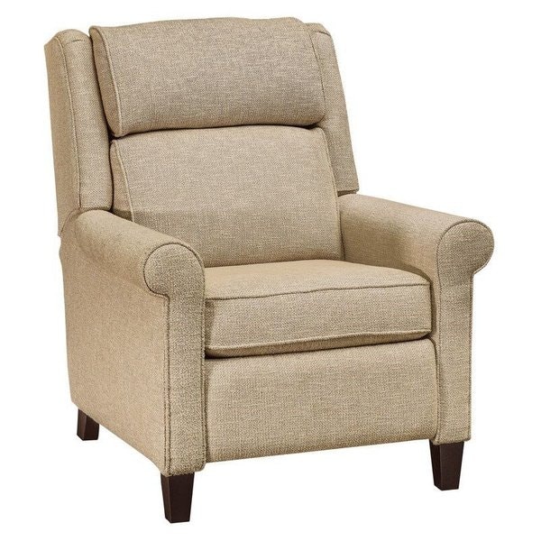 Amish Countryside Classic Recliner shown in Breakfast Fabric and  Brown Maple with Ebony Stain