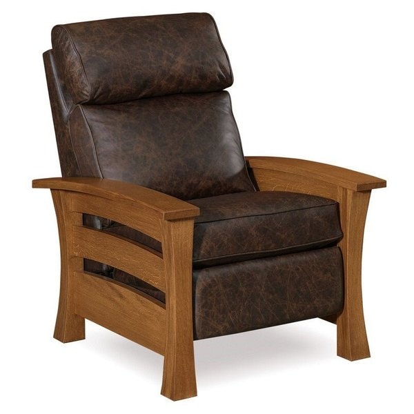 Amish 32 Wide Leavenworth Comfy Recliner Horizontal Hardwood Side Slats