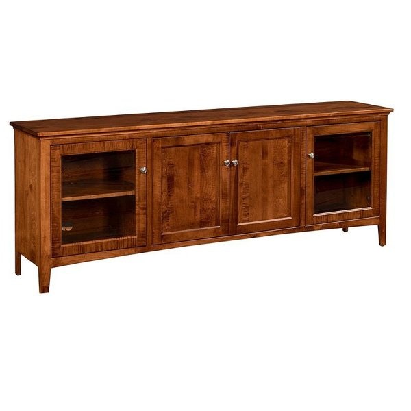 Amish 85 Wide Beau Media Cabinet with Doors shown in Brown Maple with Michaels Stain