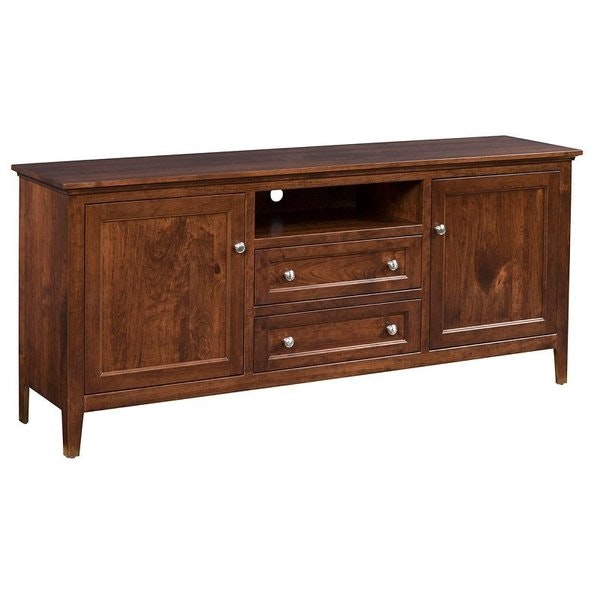 Amish 73 Wide Beau Large TV Console shown in Rustic Cherry with Asbury Stain