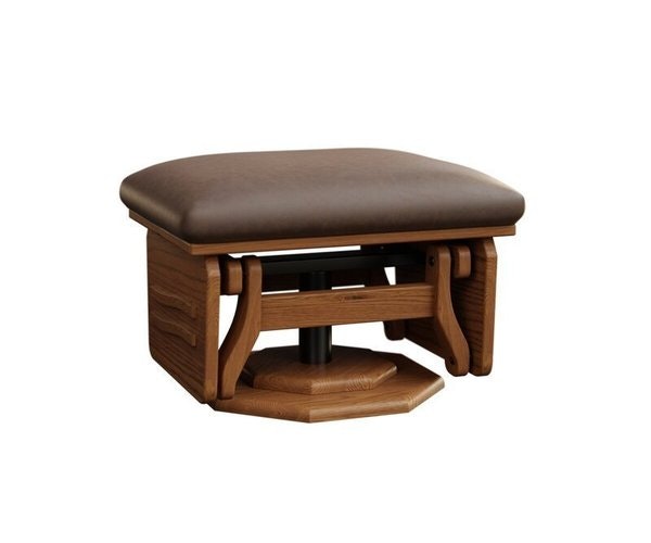 Amish Monson Upholstered Gliding Ottoman - Quick Ship  shown in Red Oak with Michaels Cherry and Black Leather