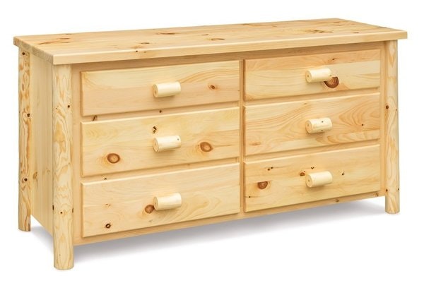 Amish 65 Wide Econo Line 6-Drawer Dresser shown in Plain Pine