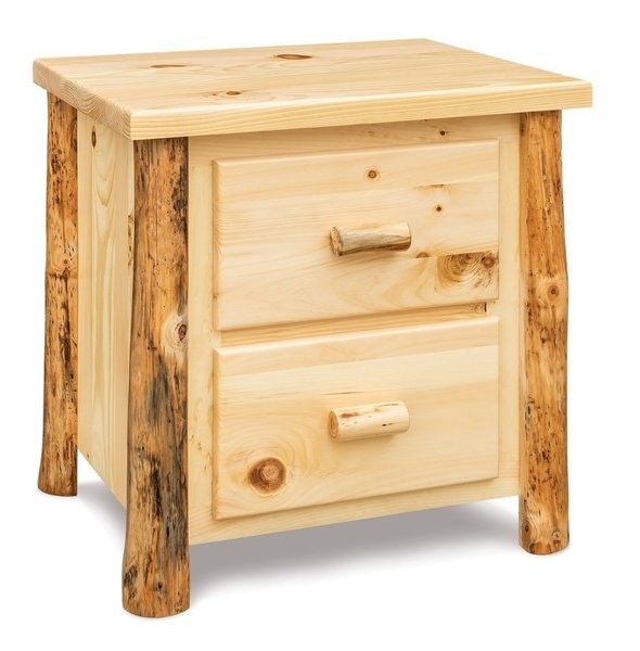 Amish 27 Tall Econo Line 2-Drawer Nightstand shown in Rustic Pine