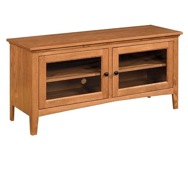 Amish 51 Wide Beau Low Profile Media Console with Glass Doors and 1 Adjustable Shelf