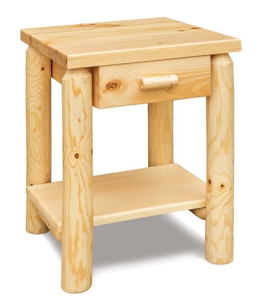 Amish 20 Wide Econo Line End Table with Drawers & Shelf shown in Plain Pine