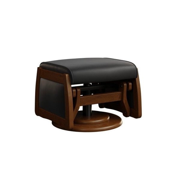Amish Taymouth Gliding Ottoman - Quick Ship shown in Brown Maple with Asbury Stain and Black Leather
