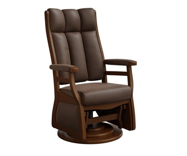 Amish Taymouth High Back Swivel Glider - Quick Ship shown in Brown Maple with Asbury Stain and Texas Leather