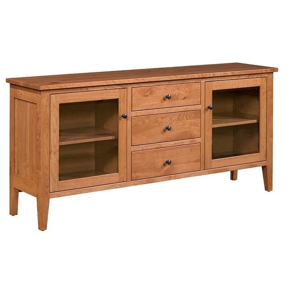 Amish Eliza Entertainment Console with Storage shown in Rustic Cherry with OCS 103 M.X Stain