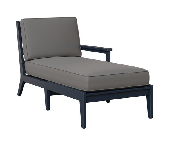 Berlin Gardens Mayhew Poly Left Arm Chaise Lounge shown in Navy Blue Poly with Fade Resistant Cushions