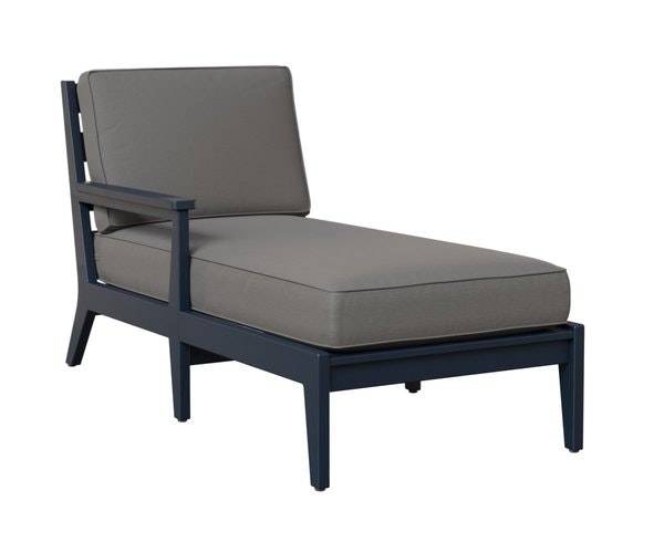 Berlin Gardens Mayhew Poly Right Arm Chaise Lounge shown in Navy Blue Poly with Fade Resistant Cushions