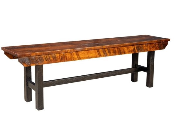 Amish Rustic Rough-Cut Maple Carolina Bench - Quick Ship shown in Rough Cut Maplewood with Two-Tone Finish