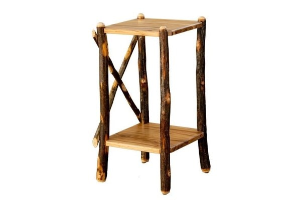 Amish 13 Wide Rustic End Table with Shelf shown in Natural Hickory