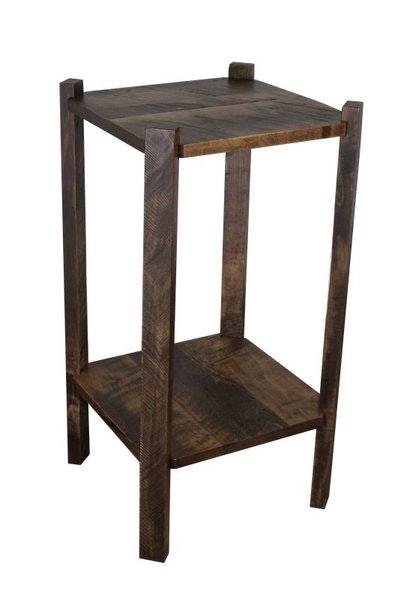 Amish 13 Wide Rough-Cut Maple Wood Shelf Stand with Almond Stain