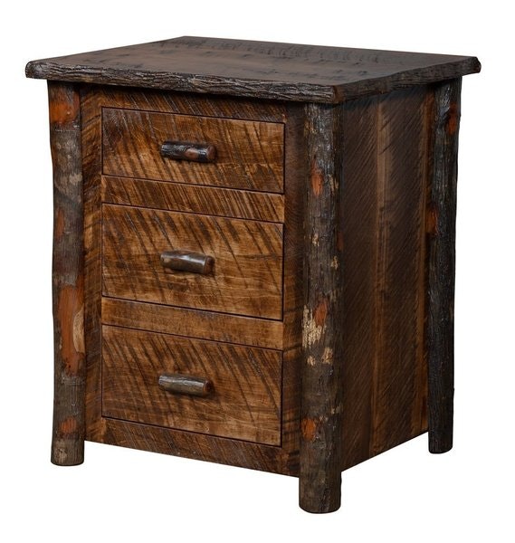 Amish Settlers 3-Drawer Nightstand  Shown in R/C Maplewood and Hickory with Lite Asbury Stain