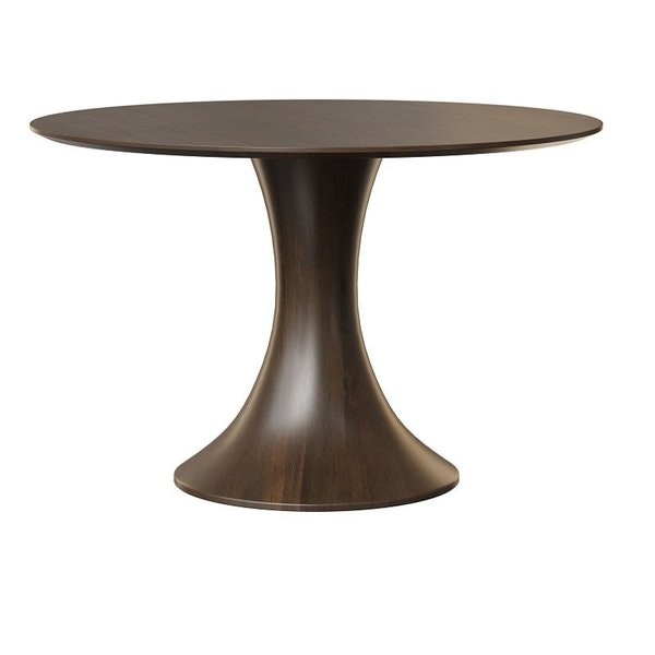 Amish Modern Morriss Curved Single Pedestal Dining Table shown in Brown Maple with with Shadow Stain
