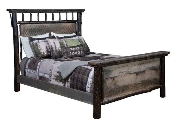 Amish Handcrafted Thomas Rustic Maple and Hickory Twig Log Bed Frame  Shown in R/C Maplewood & Hickory with Bel Air Stain