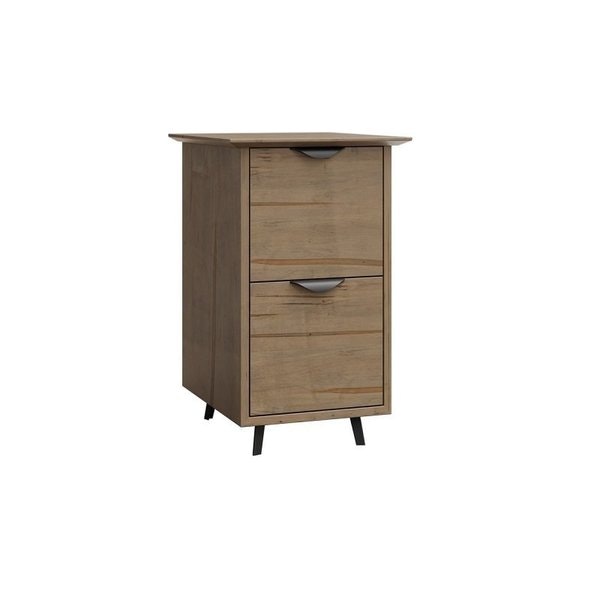 Amish 30 Wide Clifton Lateral File Cabinet shown in Wormy Maple with Bel Air Stain and Lunar Black Steel Legs