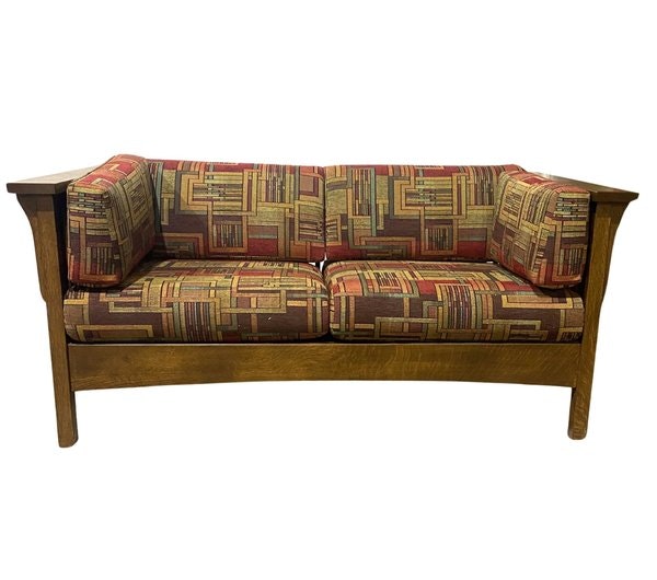 Outlet: Mission Brock Slat Wood Frame Loveseat Sofa In-Stock