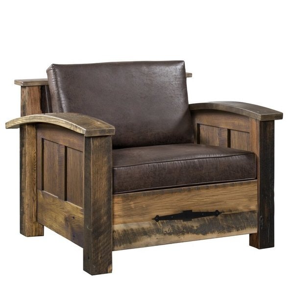 Amish 40 1/4 Wide Smyrna Sleeper Chair shown in Reclaimed Barnwood with Black Glaze Stain & 8972Q Fabric