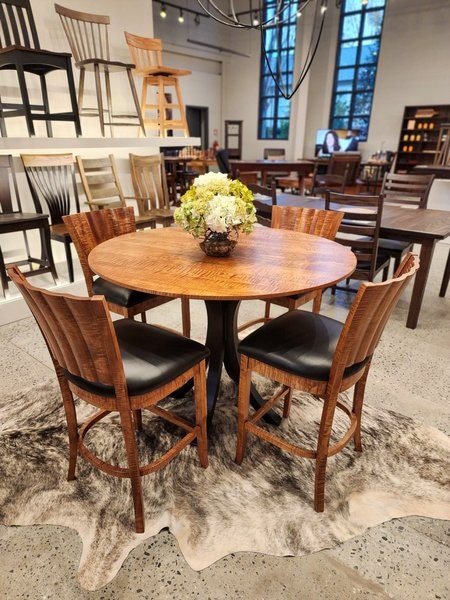 Amish Pedestal Table Counter Height 5-pc Set In-Stock and Ready to Ship