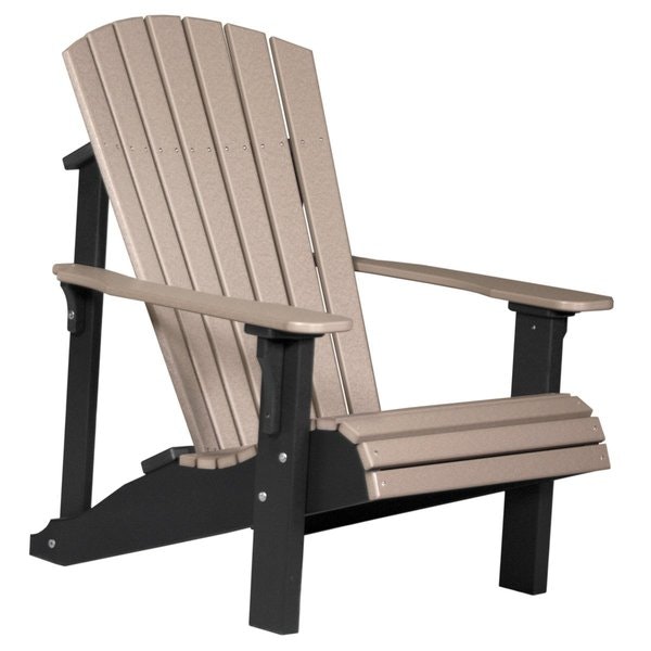 LuxCraft Deluxe Adirondack Poly Chair in Weatherwood & Black In-Stock