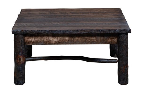 Amish Handcrafted Thomas Rustic Maple and Hickory Twig Square Coffee Table shown with Almond Stain