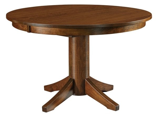Amish Nora Single Pedestal Dining Table shown in Sap Cherry with Vintage Antique Stain