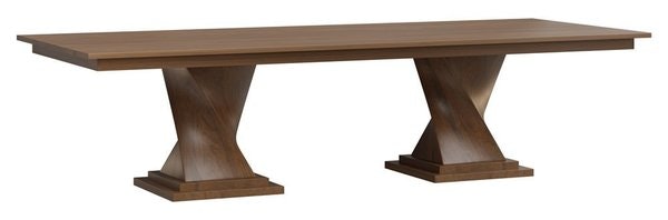 Amish Oxnard Double Pedestal Dining Table shown in Sap Cherry with Sandstone Stain