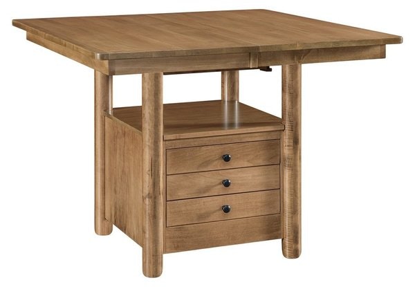 Amish Ellianna Cabinet Dining Table shown in Brown Maple with Harvest Stain