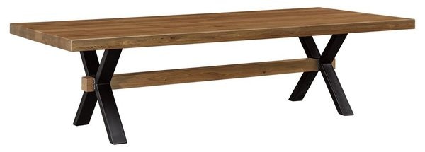 Amish Durango Trestle Dining Table Shown in Rustic Walnut with Natural Finish