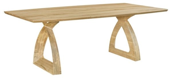 Amish Sydney Solid Top Trestle Dining Table shown in Brown Maple with Granola 3 sheen Finish