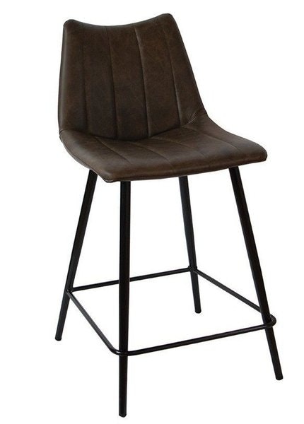 Amish Crafted Modern Bucket Counter and Bar Stool with Channel Stitch and Metal Base