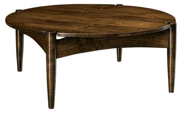 Amish Moser 36 Round Coffee Table Shown in Brown Maple with Earthtone 30 Sheen.