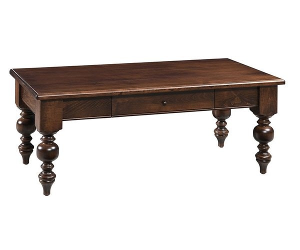 Amish Handcrafted Solid Wood Abby Turned Leg Coffee Table