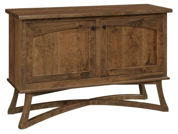 Amish Alton Server with Cross Base Shown in Rustic Cherry with Cappuccino Stain