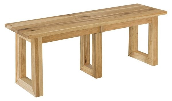 Amish Fairhaven Dining Bench with Extendable Option shown in Rustic Hickory with Granola Stain
