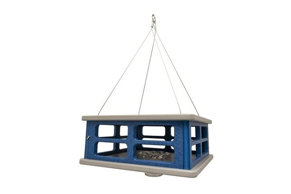 Amish Recycled Poly Caged Platform Bluebird Feeder Mealworm Feeder