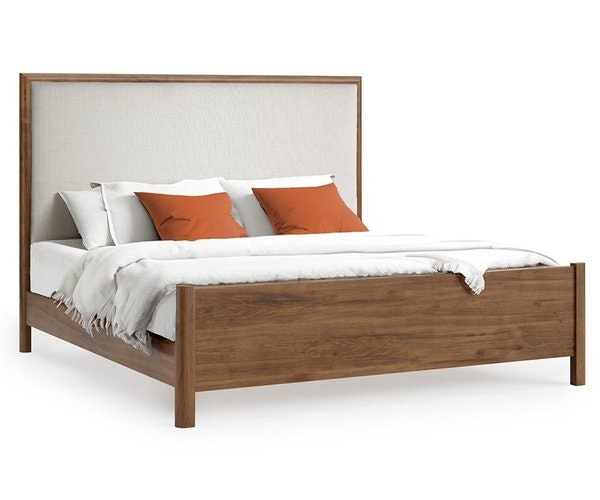 Amish Flynn Modern Bed with Optional Upholstered Headboard