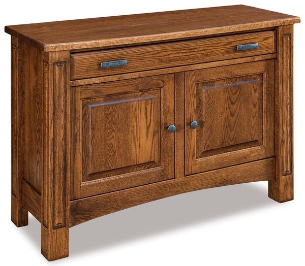 Amish Traditional Enclosed Sofa Table shown in Sap Check with Vintage Antique Stain