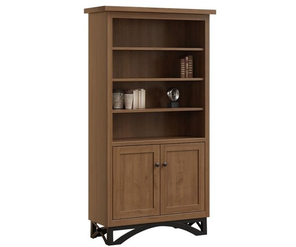 Amish 39 Wide Hillsview Bookcase with Bottom Doors shown in Brown Maple with Almond Stain