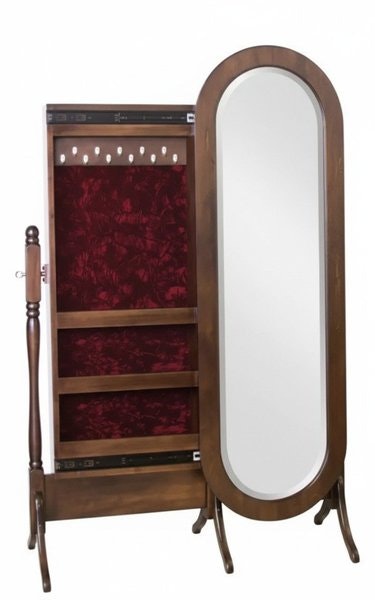 Amish 26 Wide Oval Full Length Cheval Mirror with Jewelry Storage