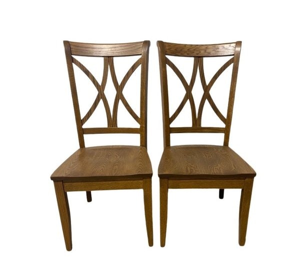 Outlet: Double Cross Back Oak Dining Chair In-Stock (Set of 2)