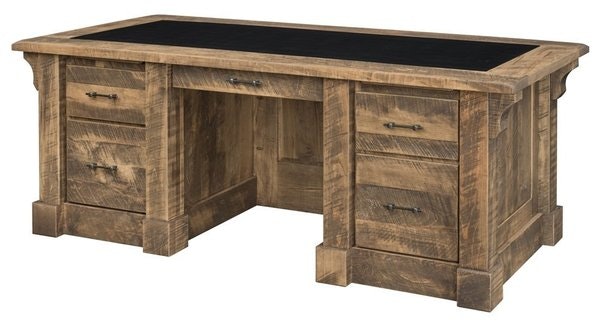 Amish 82" Dutton Executive Desk with Optional Leather Inlay