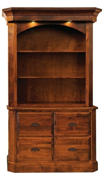 Amish Sierra 4-Drawer File Cabinet with Optional Hutch Top