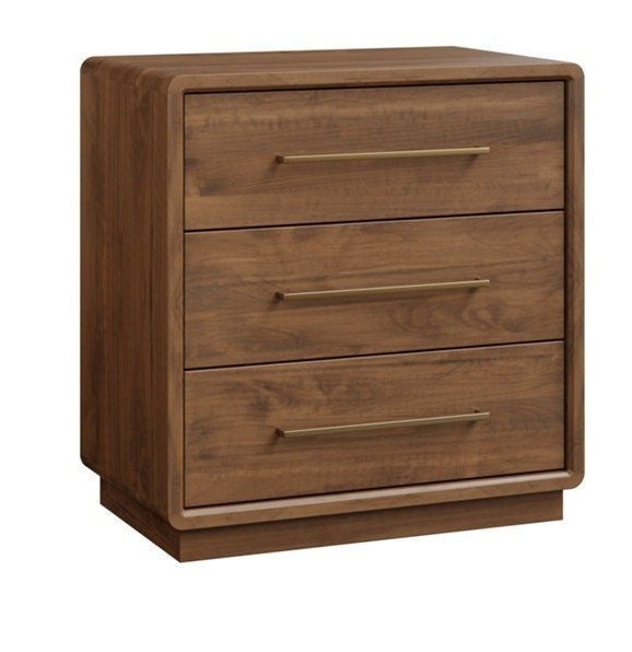 Amish Harlan Modern 3-Drawer Nightstand with Plinth Base shown in Brown Maple with Cocoa Light Stain