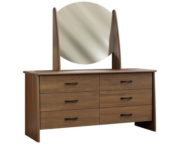Santa Fe 6-Drawer Dresser with Optional Mirror shown in Rustic White Oak with Light Brown Stain