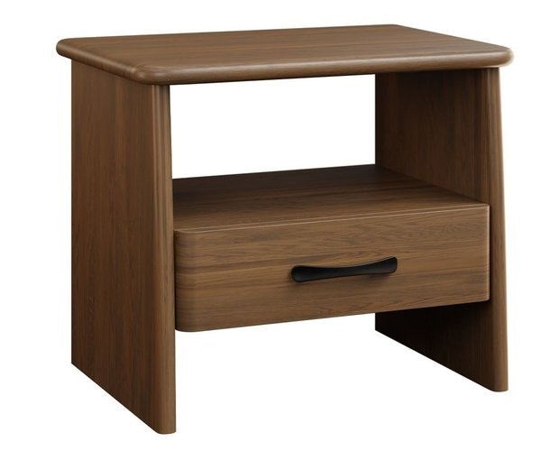 Santa Fe 1-Drawer Nightstand with Straight Edge shown in Rustic White Oak with Light Brown Stain